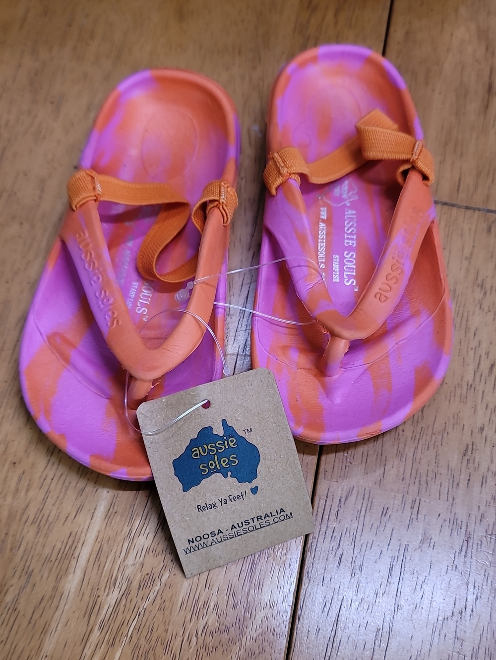 Kids Orange & Pink Tie-Dye Sandal Flip Flops
